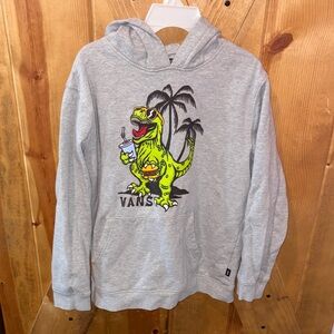 Vans Light Gray Hoodie with Green Dinosaur Graphic